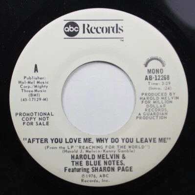 Soul Promo 45 Harold Melvin & The Blue Notes, Featuring Sharon Page - After You - Image 1 of 2