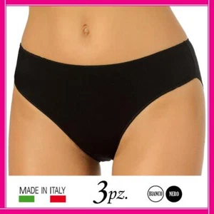 3 Slip da Donna Made in Italy di Cotone Elasticizzato Mutande Vita Media Midi - Foto 1 di 4