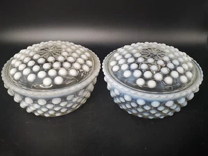 Anchor Hocking Vtg Moonstone Opalescent Hobnail Vanity Trinket Candy Dish (2) - Picture 1 of 10