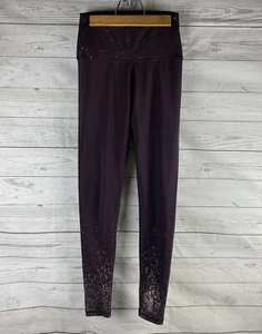 Z by Zobha Leggings Small Plum Purple Metallic Print Slim Athletic Yoga Pants - Picture 1 of 12