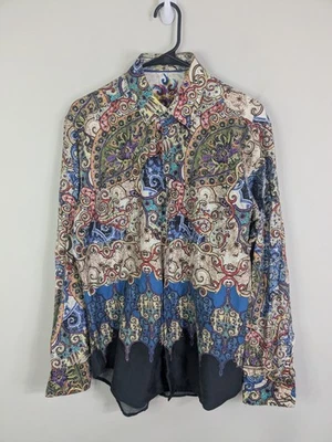 Robert Graham Shirt Men's Medium Blue Button Up Long Sleeve Paisley Cotton - Image 1 of 4