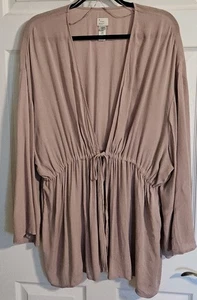 Cárdigan kimono Dusty Rose fluido cintura ceñida boho lagenlook grande-XL - Imagen 1 de 6