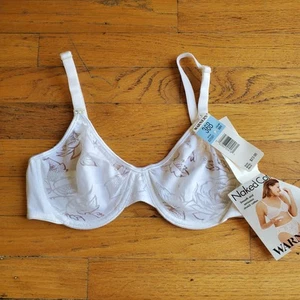 Warners Naked Cotton Underwire Bra 36B White Semi Sheer Floral Burnout NEW 02591 - Picture 1 of 11