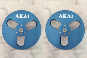 Ein Paar blaue Tonbandspule Akai 7" Zoll Leichtmetall Aluminium Aufnahmespule - Bild 1 von 5