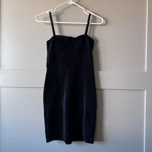 Forever 21 Dress Womens Small Black Corduroy Sheath Bodycon Velvet Back Strappy - Picture 1 of 12