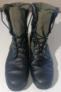 Vintage Military Jungle Boots Size 11 R Spike Protective 7-87 USGI Green Black - Picture 1 of 18