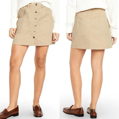 NWTS💓GAP OLD NAVY LG💓SANDSTONE UTILITY CARGO SKIRT SILVER BUTTON FRONT POCKETS - Image 1 of 4