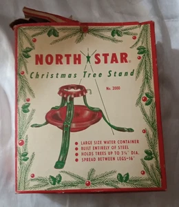VINTAGE NORTH STAR n.2000 supporto per albero di Natale in metallo rosso/verde diametro 8" - Foto 1 di 7