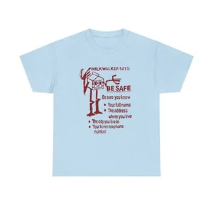 mid 80s darigold anthropomorphic milk carton safety message reproduction tshirt - Picture 1 of 10