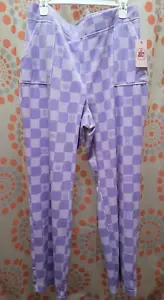 JUICY COUTURE Women Plus Sz XXL Lilac Sky Check Velour Lounge Cozy Pants - Picture 1 of 7