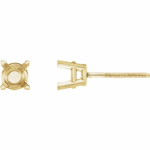 PAR 4 mm Oro Amarillo Sólido 14k 4 Puntos Pendientes Tachuelas Ajuste Cesta Roscado EE. UU. - Imagen 1 de 3