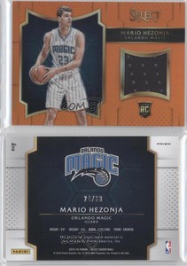 2015-16 Panini Select Swatches Orange Prizm /60 Mario Hezonja #2 Rookie RC