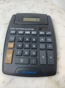 Big Display Calculator Black Colored Tilted Display 7.5” X 5” Solar Powered - Picture 1 of 6