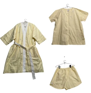VTG Anne Lewin Robe With Short & Night Shirt Women Size M Yellow Terry / Cotton - Picture 1 of 24