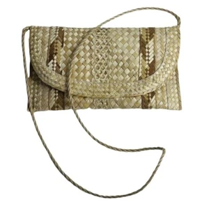 Wicker Style Straw Women's Purse Clutch Shoulder Bag Woven Lined 13" x 8" - Picture 1 of 11