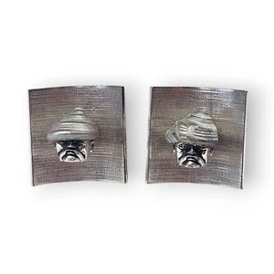Swank Arts Of The World Cufflinks Venice Man Shell Hat Rhodium Plated Vtg 1961 - Picture 1 of 12