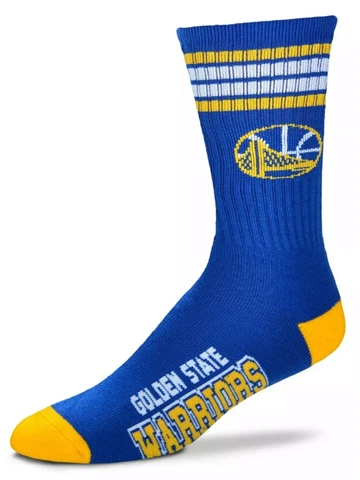 NBA Golden State Warriors 4 Stripe Quarter Socks Men's Size Large (10-13) Cover