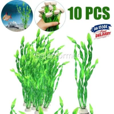10Pack Artificial Seaweed Water Plants for Aquarium for Plastic Fish Tank Decor - image 1 of 4