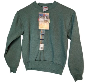 Vintage Jerzees Premium Fit Youth Kids Green Crewneck Sweatshirt Size Y Medium - Picture 1 of 7
