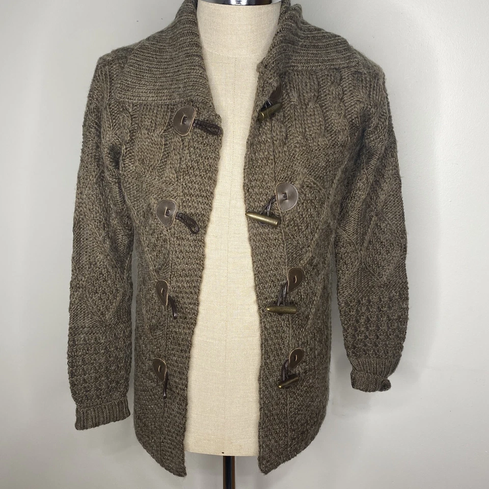 Cárdigan Suéter Carole Little para Mujer M Marrón Lana Cuello Alpaca Botón Palanca Foto 1 de 4