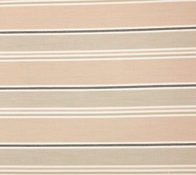 BALLARD DESIGNS BEATRICE PETAL PINK TAUPE STRIPE SUNBRELLA FABRIC BY YARD 54"W - Image 1 of 4