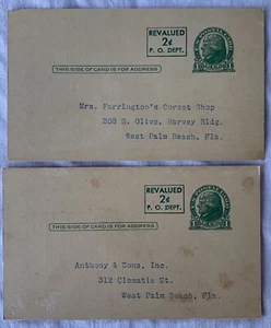 Lot Of 2 U S 1-Cent Jefferson Revalued 2-Cent Postcards Acknowledgment Cards - Picture 1 of 2