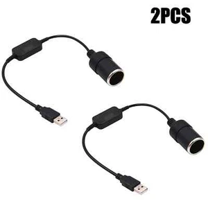 2x Adattatore Accendisigari Auto USB A Maschio a 12V Presa Femmina Cavo Convertitore - Foto 1 di 4