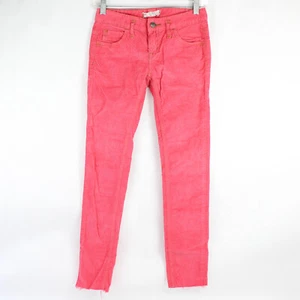 Free People Hot Pink Corduroy Skinny Pants Girl's Size 24 Raw Hems - Picture 1 of 5