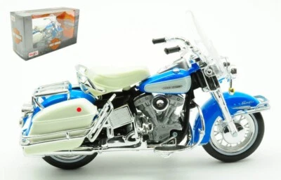 MODELLINO MOTO STATICO MAISTO HARLEY DAVIDSON FLH ELECTRA GLIDE 1966 BLU 1/18 - Immagine 1 di 4