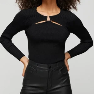 Neu mit Etikett WHBM Pullover mit Cutouts silberne Hardware - klein schwarz weiß Haus Schwarzmarkt - Bild 1 von 5
