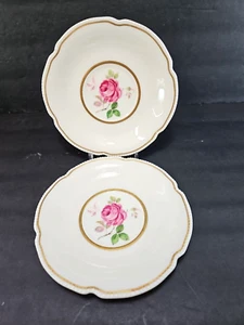 Castleton China Dolly Madison 2 ea Saucers for Cream Soup 6 3/4" Pink Rose USA - Picture 1 of 8
