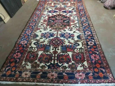 Antique Handmade Indian Floral Oriental Wool Rug Tribal Nice Runner 5.5 x 10.5  - Image 1 of 4