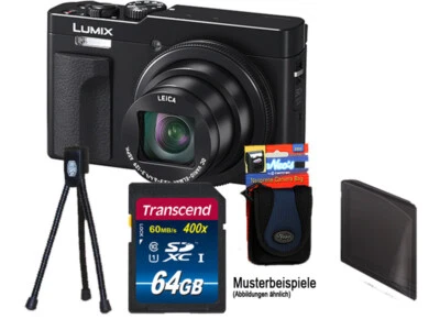 Panasonic DC-TZ99 schwarz Digitalkamera mit Leica 30-fach Zoom mit 64 GB Megaset - Bild 1 von 4