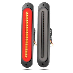 2PC 8" LED Amber Red Stop Turn Signal Flowing DRL Tail Brake Light Trailer Truck - Picture 1 of 9