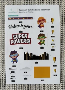Decorably 58Pcs Cutout Super Hero Borders Classroom Bulletin Decorations School - Picture 1 of 5