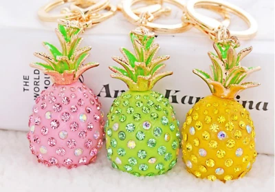 Lindo llavero de piña | Llavero de diamantes de imitación brillantes | Llavero con joyas Foto 1 de 4