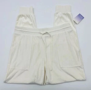 Stars Above Womens Size Medium Cozy Fleece Lounge Jogger Pants Off White B103 - Picture 1 of 1