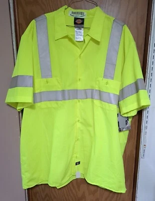 Camisa de Trabajo Dickies Manga Corta 2XL Reflectante Alta Visibilidad Rayas/VS100 Foto 1 de 2