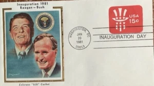 Día de la Inauguración de la Seda Colorano 1981 Ronald Reagan VP Bush 1ª Inauguración Tío - Imagen 1 de 1