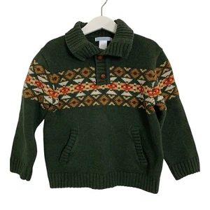 Janie & Jack Fair Isle Knit Sweater Pullover Boys Size 5 Cotton Wool Pockets - Picture 1 of 12