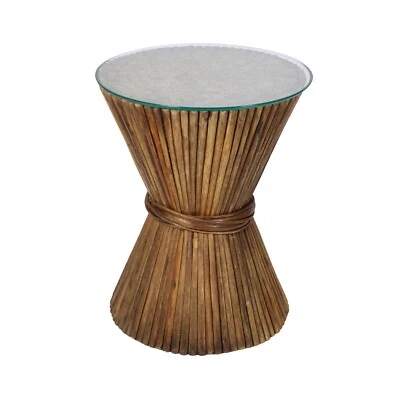 Mesa de comedor central con base de pedestal de bambú de gavilla de trigo McGuire de colección Foto 1 de 4