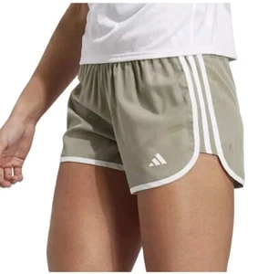 Adidas Running Slim Fit Shorts Women's XS Silver Pebble / White Marathon 20 - Picture 1 of 7