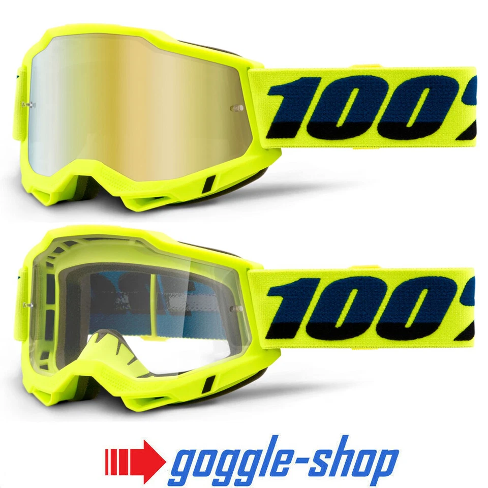 100% Percent ACCURI 2.0 Motocross MX MTB Gafas - Flo Amarillo - Oro Lentes - Imagen 1 de 1