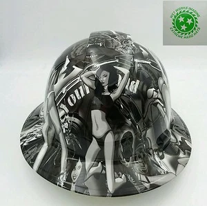 Hard Hat FULL BRIM custom hydro dipped , OSHA APPROVED , BIKER BABES WOW - Picture 1 of 7