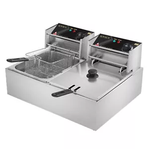 22.8QT Electric Deep Fryer Dual Tank Commercial Restaurant Countertop 5000W - Picture 1 of 9