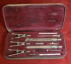 Vintage Drawing Set In Case Compass Protractor Measuring Tools