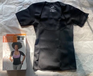 NIB WOMENS NEOPRENE SLIMMING TONING HOURGLASS ANTIBACTERIAL T-SHIRT BLACK S L XL - Picture 1 of 8