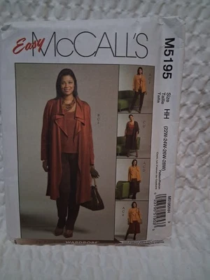 McCalls Sewing Pattern M5195  Size 4-14 Misses Unlined Jacket Skirt Pants Gaucho - Image 1 of 2