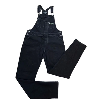 Jordache Juniors Black Denim Overalls XL 14-16 Studded Pocket Skinny Stretch - Image 1 of 4