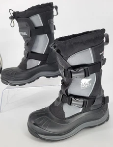 SOREL Alpha Track Insulated Winter Boots Mens Sz 9 Waterproof Black Gray - Picture 1 of 8